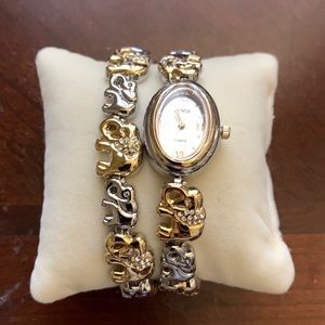 Lenox silver/gold watch/matching bracelet, elephant charms. Never worn